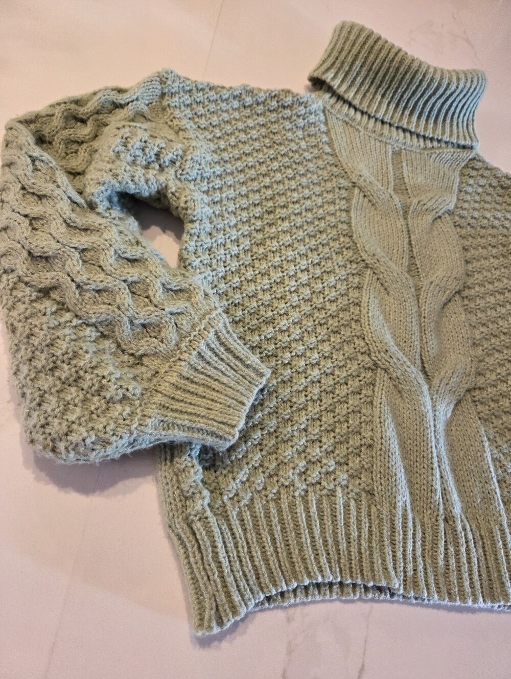 Woven Heart Multi Texture Knit Turtleneck